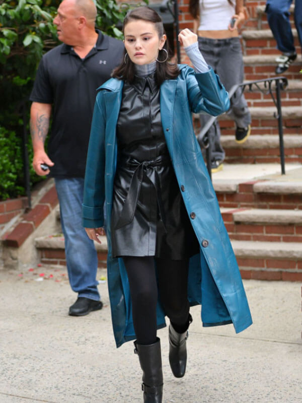 Selena Gomez NYC 2025 Leather Coat