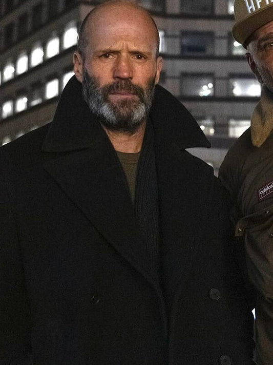 Shelter 2026 Jason Statham Black Wool Coat