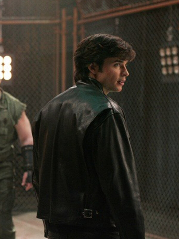 Smallville Clark Kent Black Biker Leather Jacket