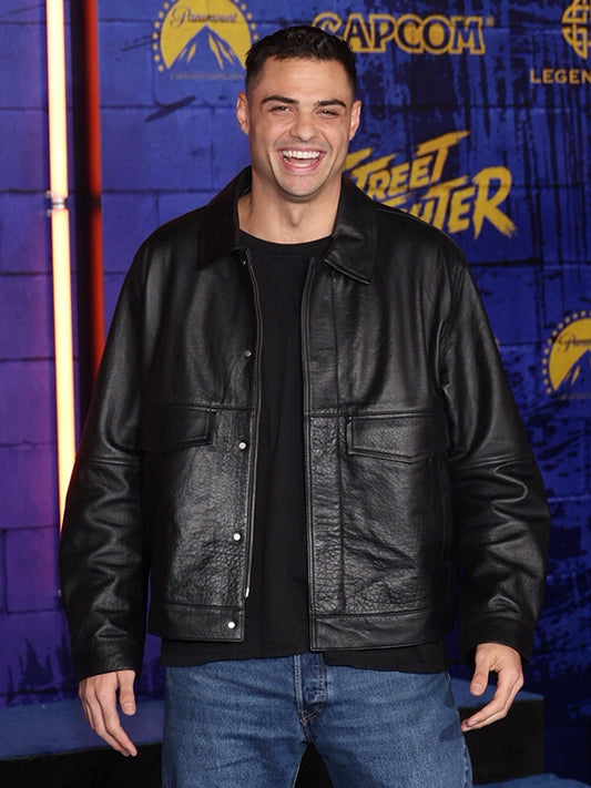 Street Fighter 2026 Noah Centineo Black Leather Jacket