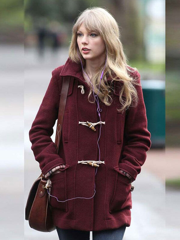 Taylor Swift Burgundy Wool Duffle Coat