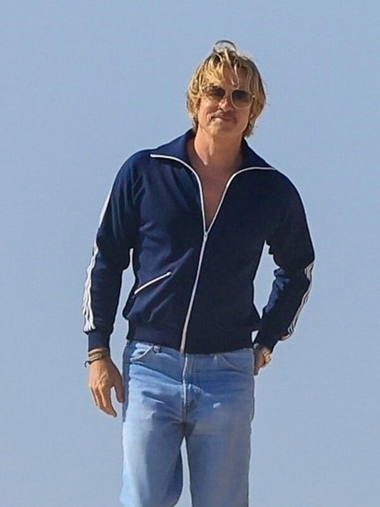 The Adventures Of Cliff Booth Brad Pitt Blue Track Jacket