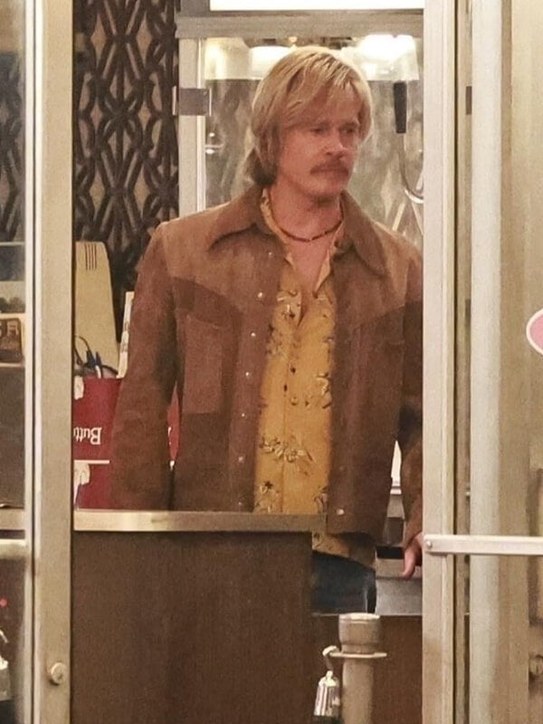 The Adventures Of Cliff Booth Brad Pitt Suede Leather Jacket