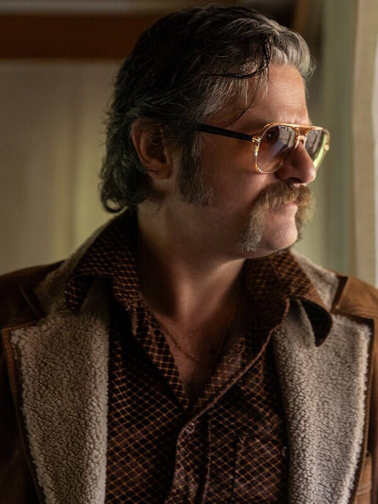 The Big Fake 2026 Edoardo Pesce Brown Shearling Jacket