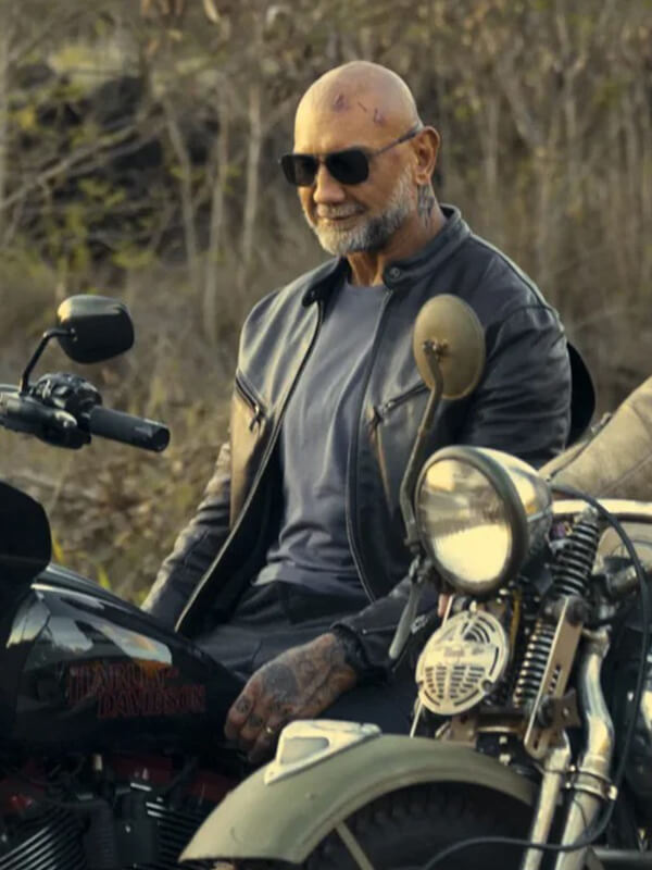 The Wrecking Crew 2026 Dave Bautista Black Leather Jacket