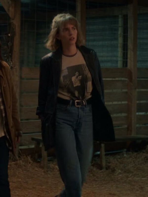 Stranger things Season 05 Robin Black Leather Coat