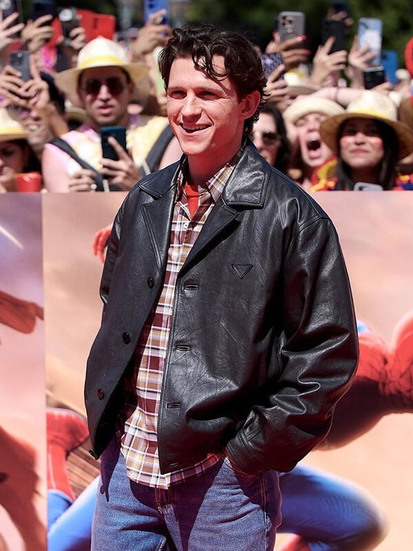 Tom Holland Spider-Man Brand New Day Black Leather Jacket