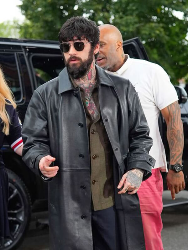 Zayn Malik Black Leather Coat
