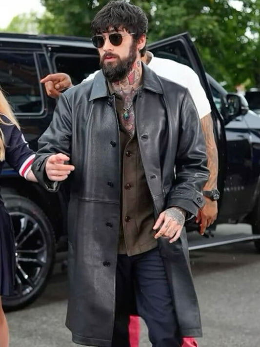 Zayn Malik Black Leather Coat