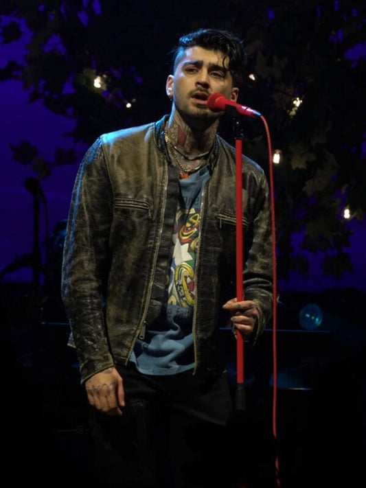 Zayn Malik Brown Leather Distressed Jacket