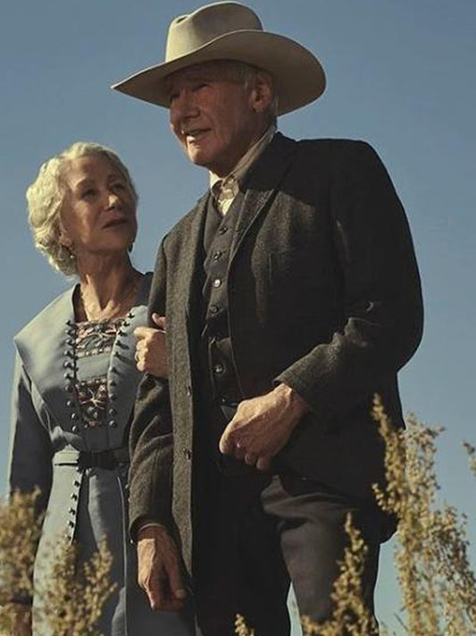 1923 Jacob Dutton Gray Wool Blazer Celebrity outfits