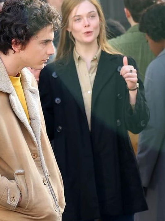 A Complete Unknown Elle Fanning Black Wool Coat Free Shipping UK USA Canada