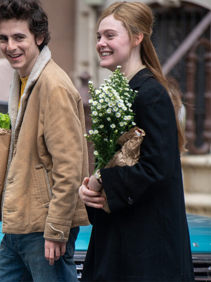 A Complete Unknown Elle Fanning Black Wool Coat Gifts for Her
