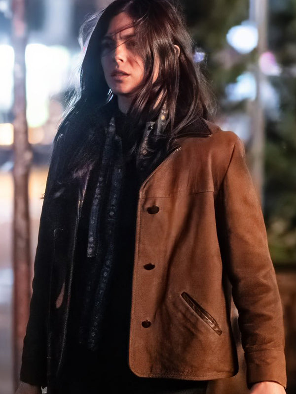 A Complete Unknown Monica Barbaro Brown Suede Jacket Buy now