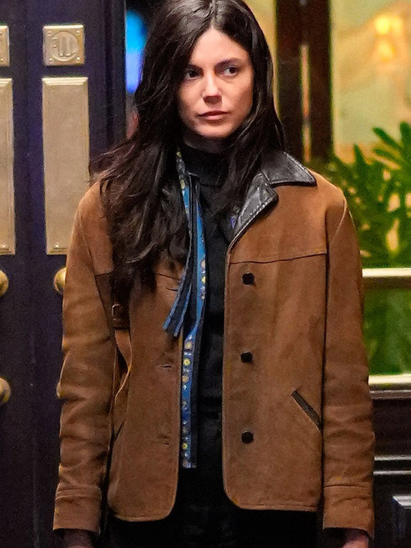 A Complete Unknown Monica Barbaro Brown Suede Jacket