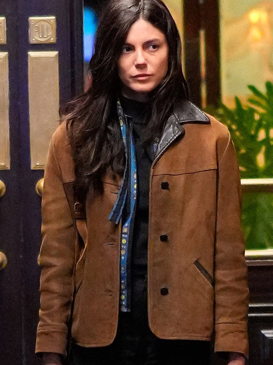 A Complete Unknown Monica Barbaro Brown Suede Jacket