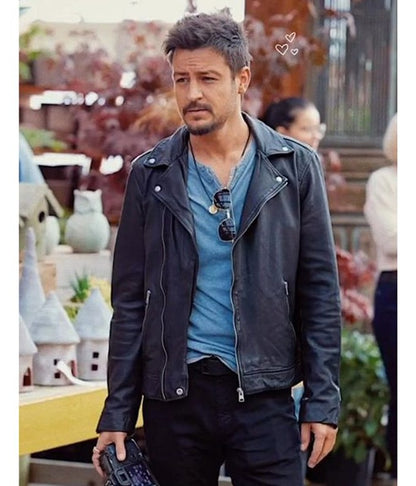 A Picture of Her Tyler Hynes Biker Leather Jacket Free Shipping UK USA Canada