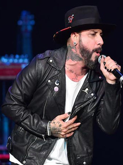 AJ McLean Brando Biker Black Leather Jacket Hot Sale