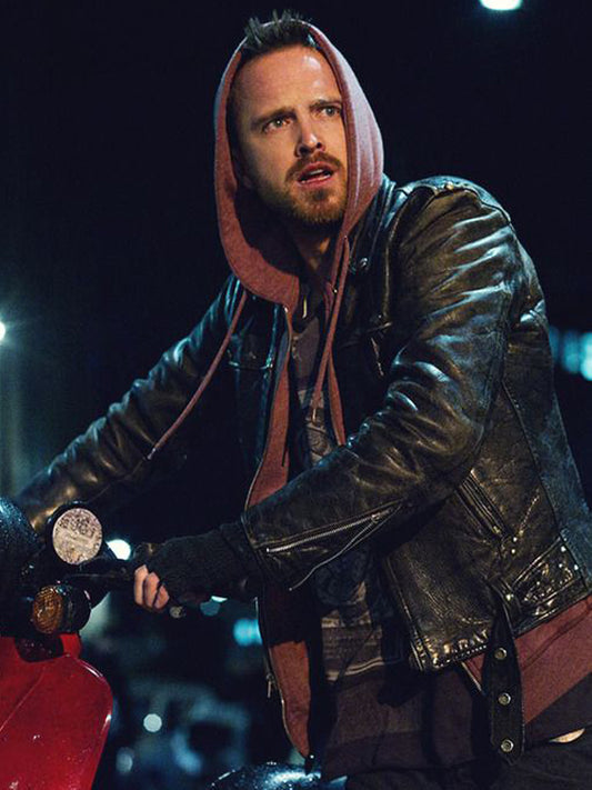 Aaron Paul Better Call Saul Distressed Black Leather Jacket Christmas Sale