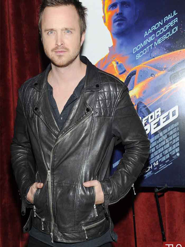 Aaron Paul Need For Speed Black Leather Jacket
