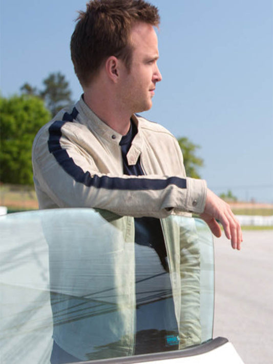 Aaron Paul Need For Speed White Leather Jacket Black Friday Sale