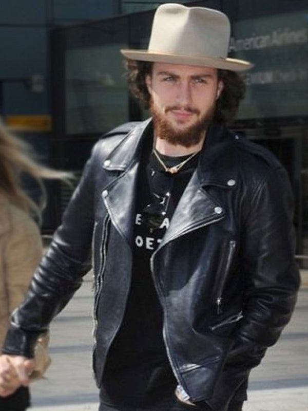 Aaron Taylor Johnson Elizabeth Black Leather Jacket Buy now