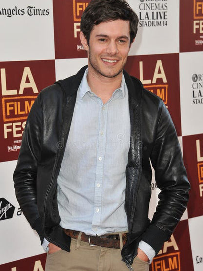 Adam Brody Black Hooded Leather Jacket Hot Sale