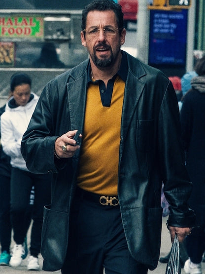 Adam Sandler Uncut Gems Black Leather Coat Free Shipping UK USA Canada