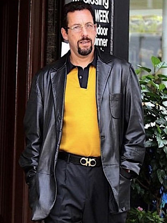 Adam Sandler Uncut Gems Black Leather Coat