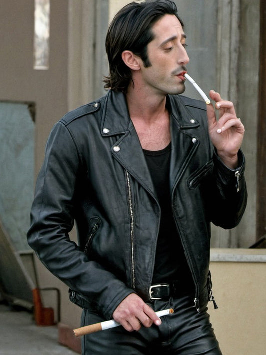 Adrien Brody Brando Biker Black Leather Jacket