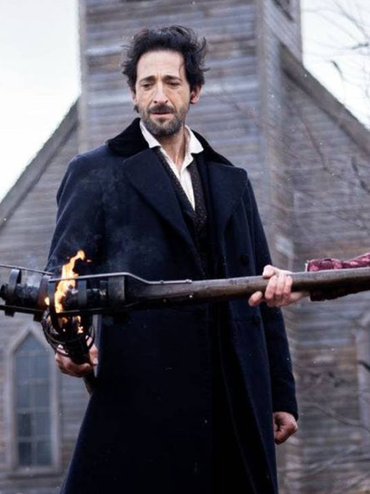 Adrien Brody Chapelwaite Blue Wool Winter Coat