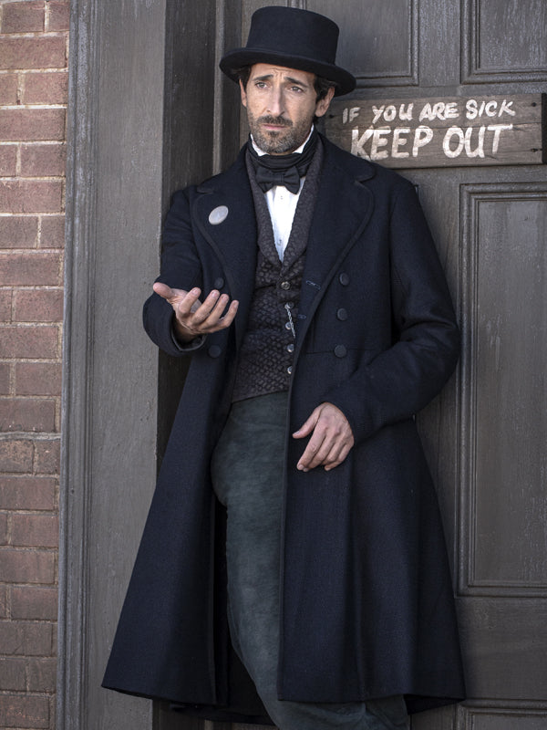 Adrien Brody Chapelwaite Classic Blue Wool Coat
