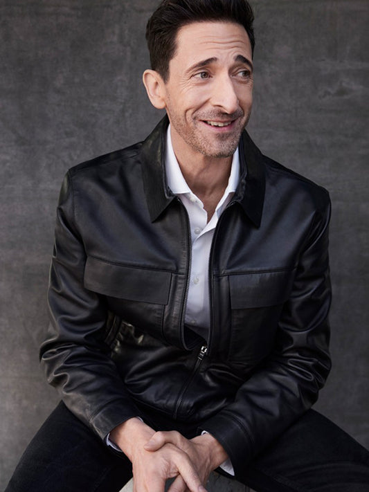 Adrien Brody Classic Black Leather Jacket