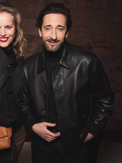 Adrien Brody Classic Trucker Leather Jacket New Year Sale