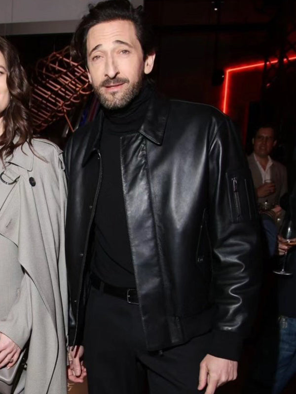 Adrien Brody Classic Trucker Leather Jacket Sale