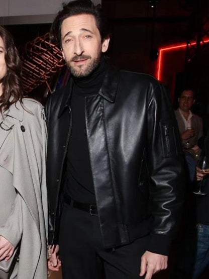 Adrien Brody Classic Trucker Leather Jacket Sale