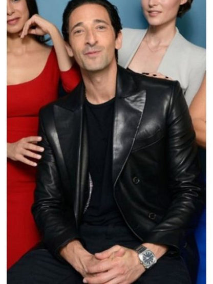 Adrien Brody Third Person Black Leather Blazer Shop now