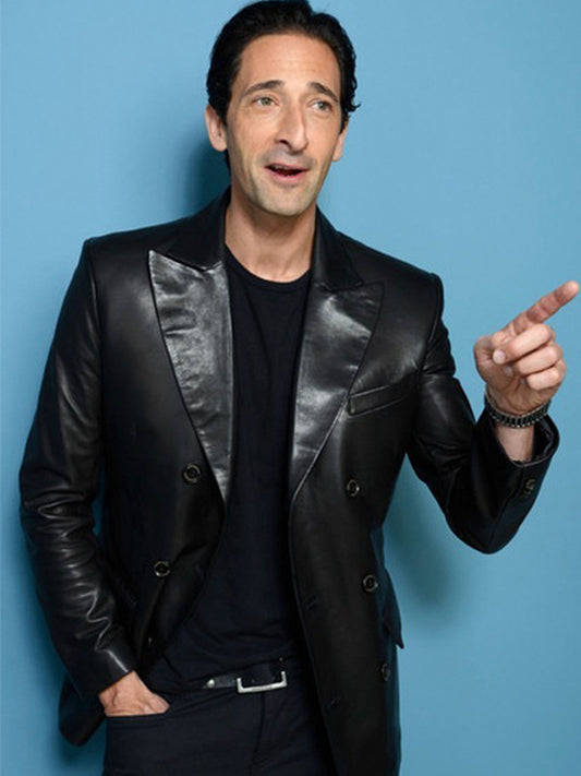 Adrien Brody Third Person Black Leather Blazer