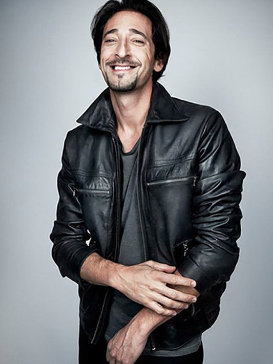 Adrien Brody Vintage Biker Black Leather Jacket Gifts For Him