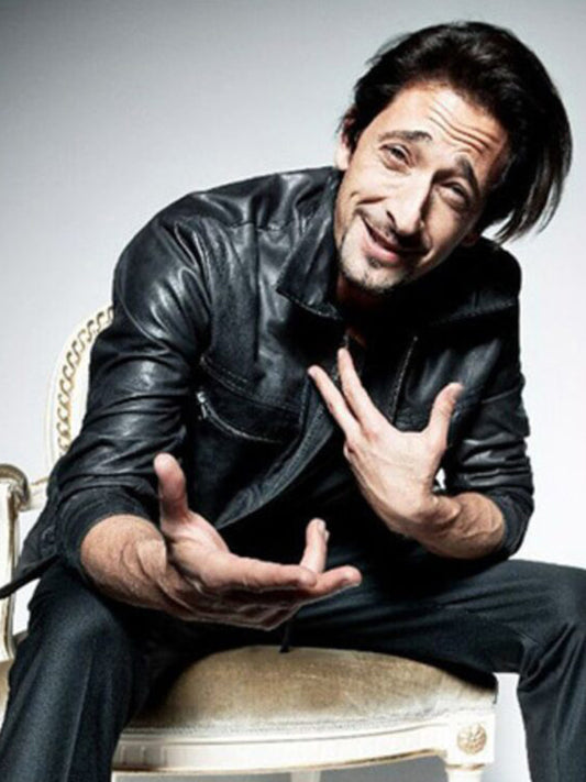 Adrien Brody Vintage Biker Black Leather Jacket on Sale