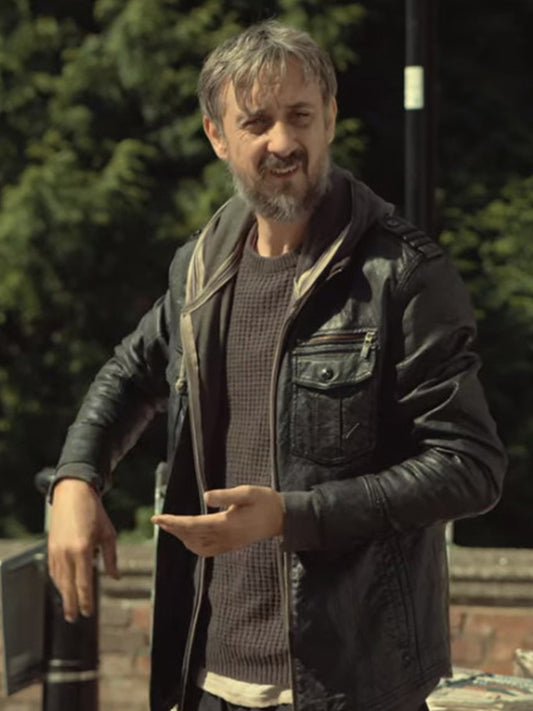 After Life Tim Plester Black Leather Jacket Black Friday Sale