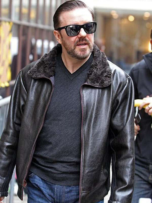Afterlife Ricky Gervais Black Leather Classic Jacket