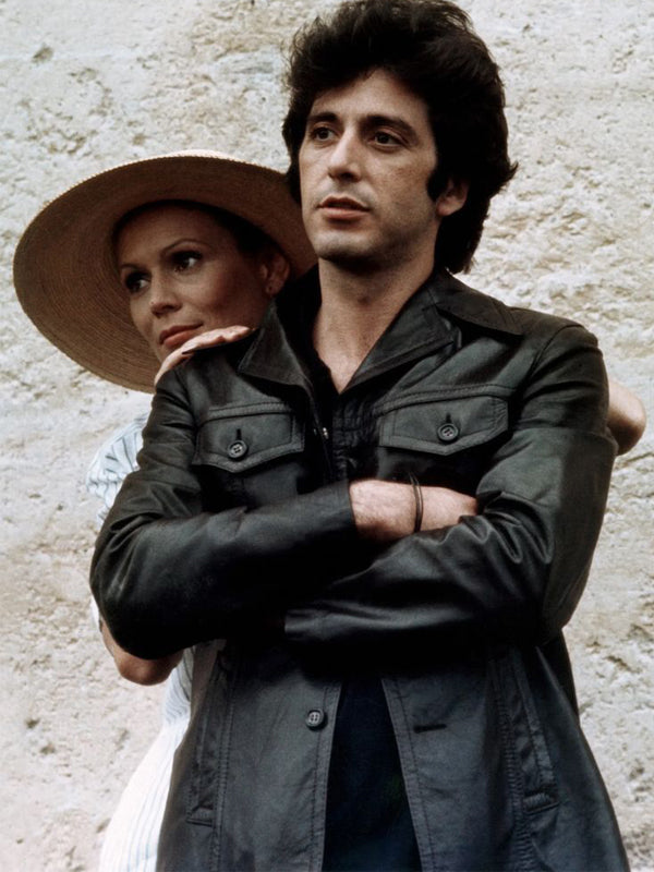 Al Pacino Vintage Black Leather Buttoned Jacket
