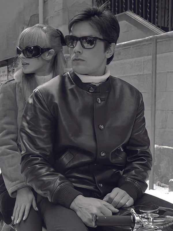 Alain Delon Vintage Leather Biker Jacket on Sale