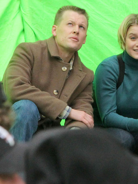 Alcatraz David Hoflin Brown Wool Coat Celebrity Outfits