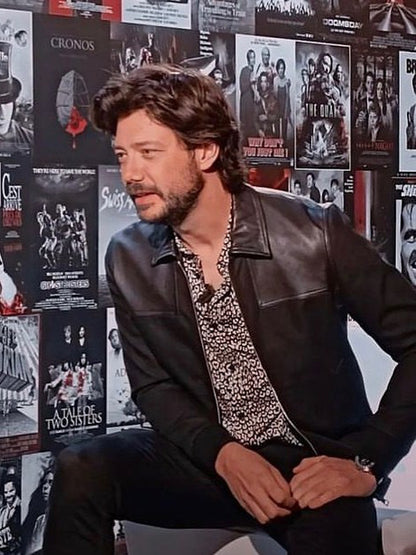 Alvaro Morte Black Leather Cotton Jacket Sale