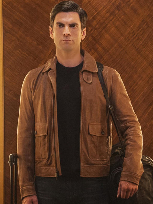 American Horror Story Wes Bentley Brown Leather Jacket