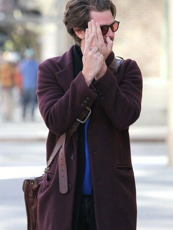 Andrew Garfield We Live In Time Burgundy Wool Coat Easter Sale