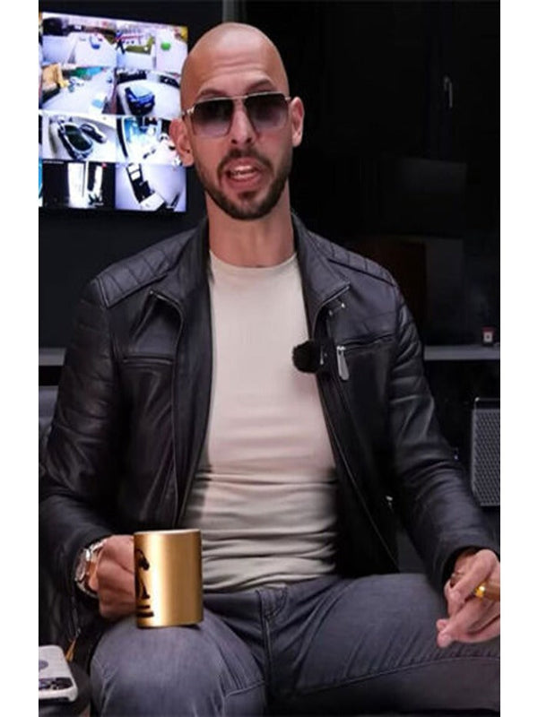 Andrew Tate Cobra Top G Black Leather Jacket Gifts for Him