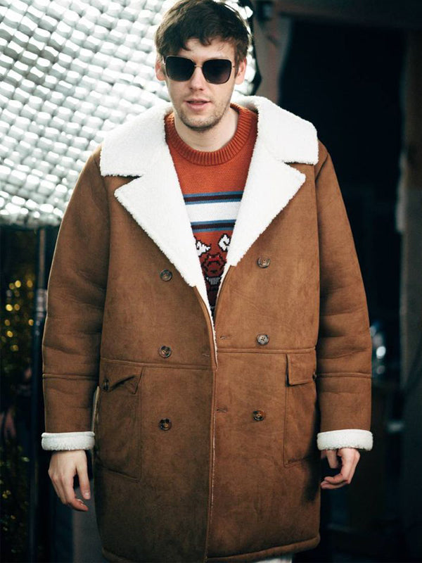 Anton Shastoon Brown Leather Suede Shearling Coat
